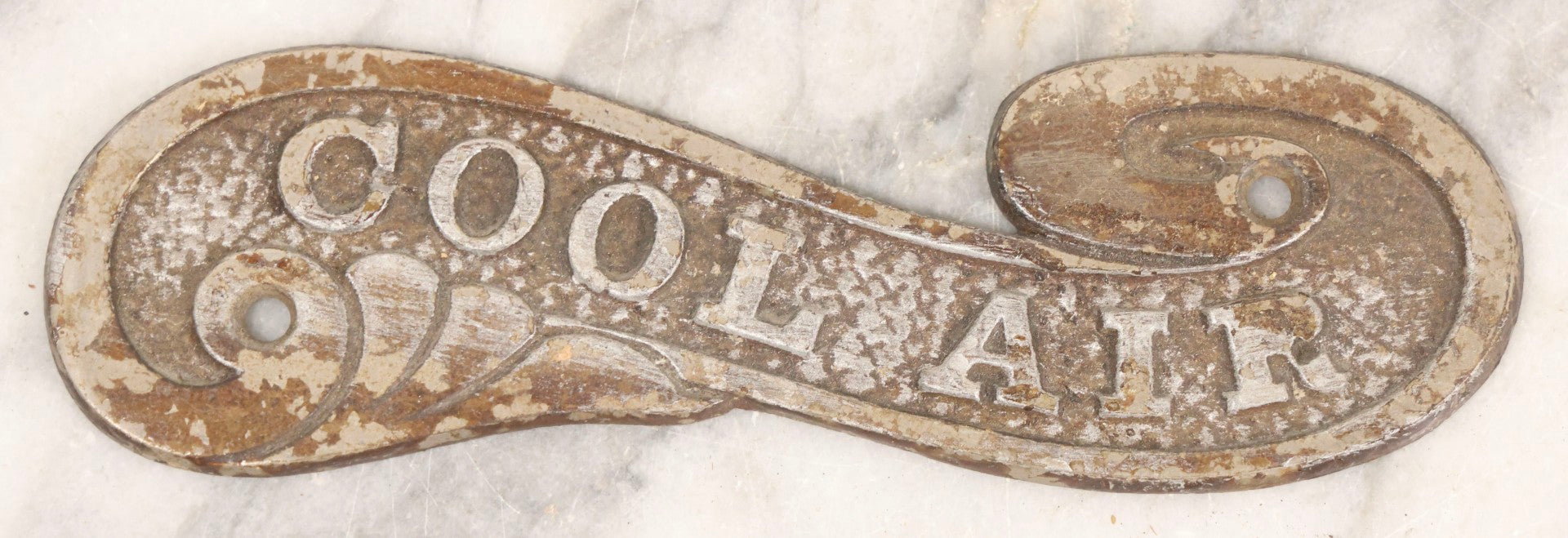 Lot 045 - Grouping Of Ten Vintage Cast Metal Air Register Badges With Scroll Design — Five “Cool Air” And Five “Warm Air”