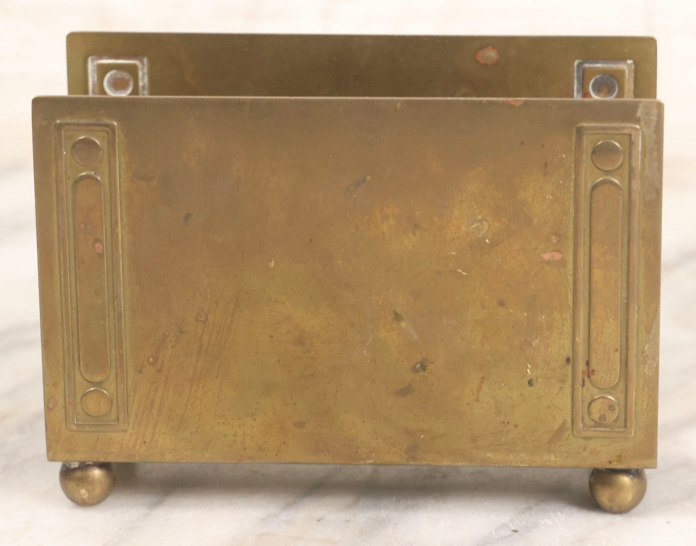 Lot 046 - Antique Brass Arts And Crafts Style Desk Stand Letter Holder With Calendar Slot, Manufactured By Bradley & Hubbard Mfg. Co.