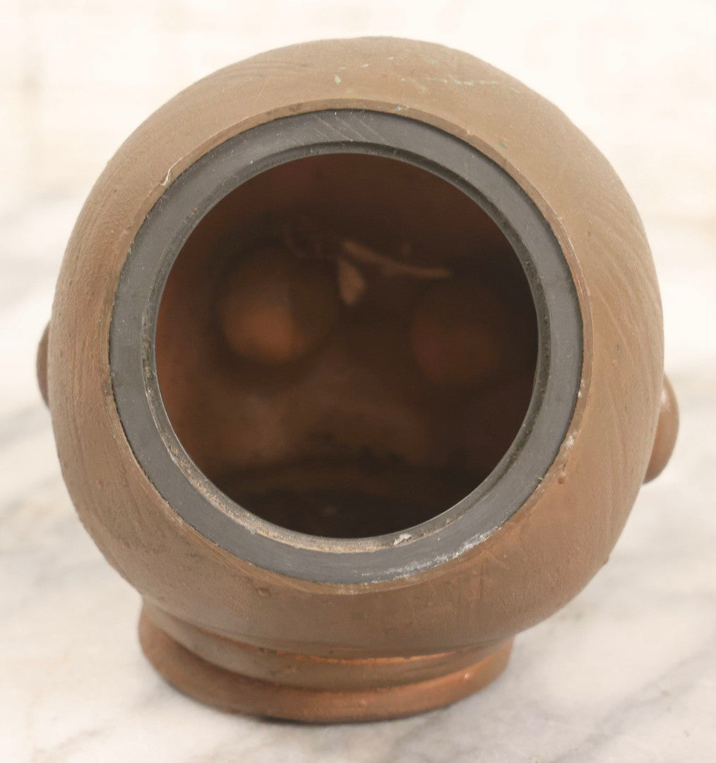 Lot 047 - Vintage Cast Metal Doll Head Mold With Bronze Finish, Likely For Rubber Head Doll Production