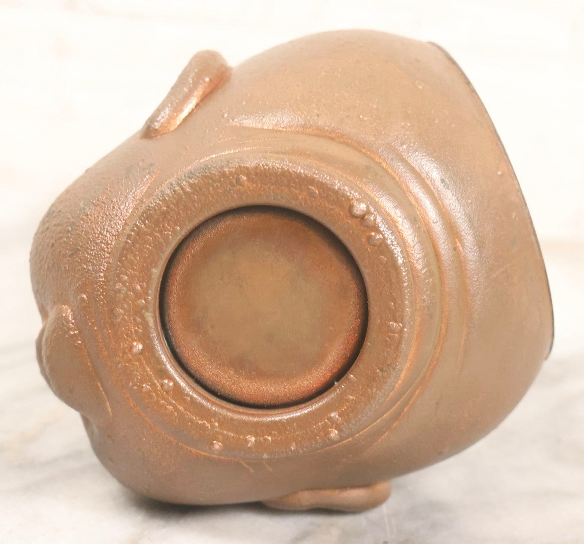 Lot 047 - Vintage Cast Metal Doll Head Mold With Bronze Finish, Likely For Rubber Head Doll Production