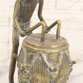 Lot 049 - Vintage Replica Cast Brass Figure Of Drummer Seated At Drum In West African Folk Art Style, 7" H
