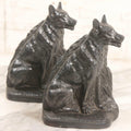 Lot 051 - Vintage Pair Of Cast Pot Metal Wolf Bookends With Foliage Background And Silver Finish, 6-5/8" H Each