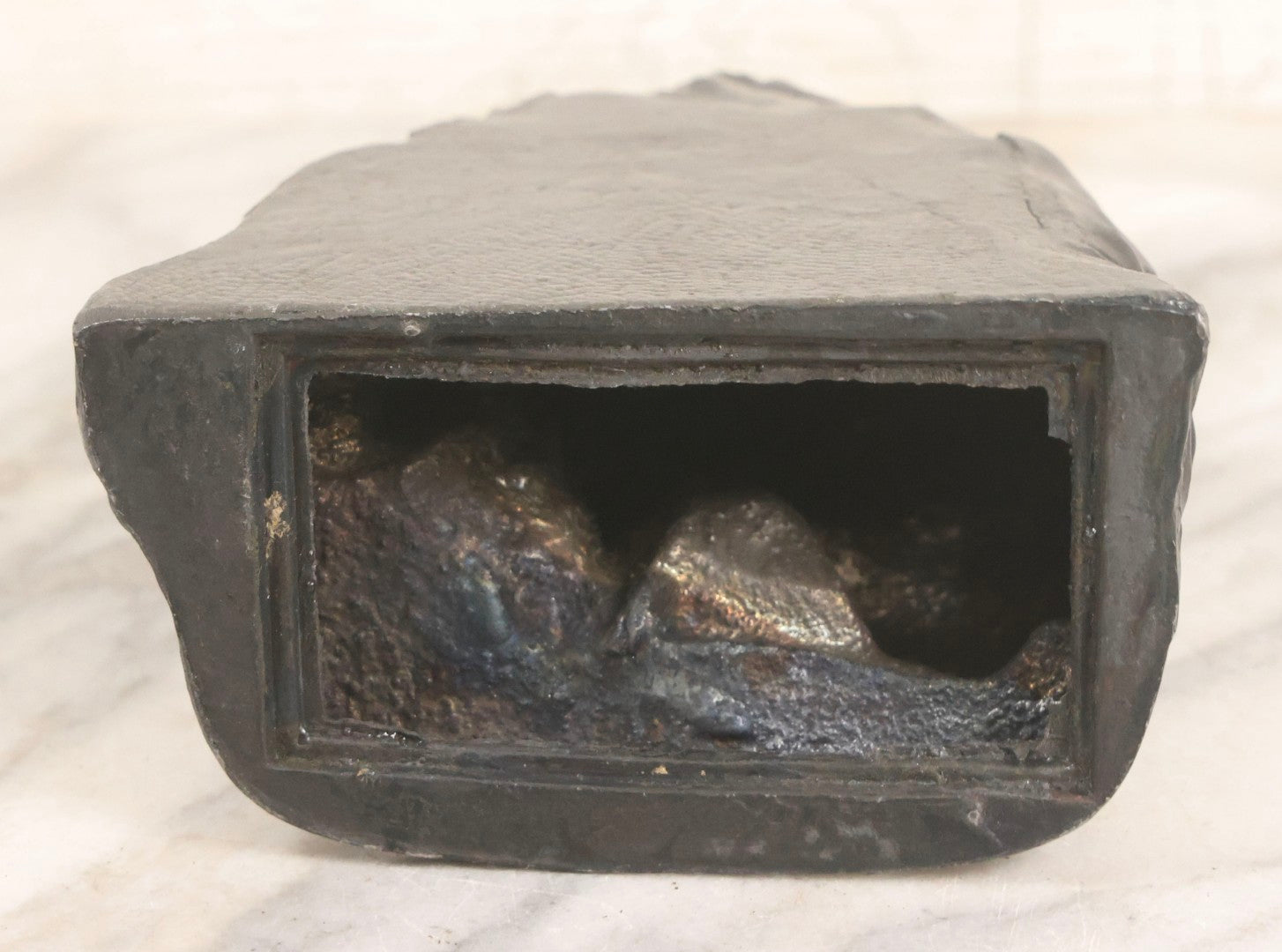 Lot 051 - Vintage Pair Of Cast Pot Metal Wolf Bookends With Foliage Background And Silver Finish, 6-5/8" H Each