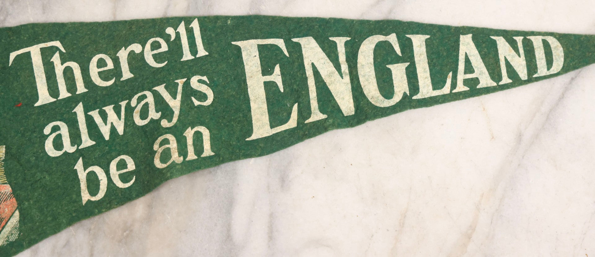 Lot 053 - Vintage Felt Pennant "There'll Always Be An England" With Bulldog And British Flag, 22-1/2" L
