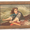Lot 056 - Antique Chromolithograph Of Grace Darling After Thomas Brooks, Heroine Of The 1838 Forfarshire Rescue, In Simple Brown Frame, 8" x 6"