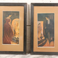 Lot 057 - Pair Of Antique Framed Prints "Firelight Fancies He" And "Firelight Fancies She" By Alfred James Dewey, National Art Co., New York, 1908, 9-1/2" x 15-3/8" Each