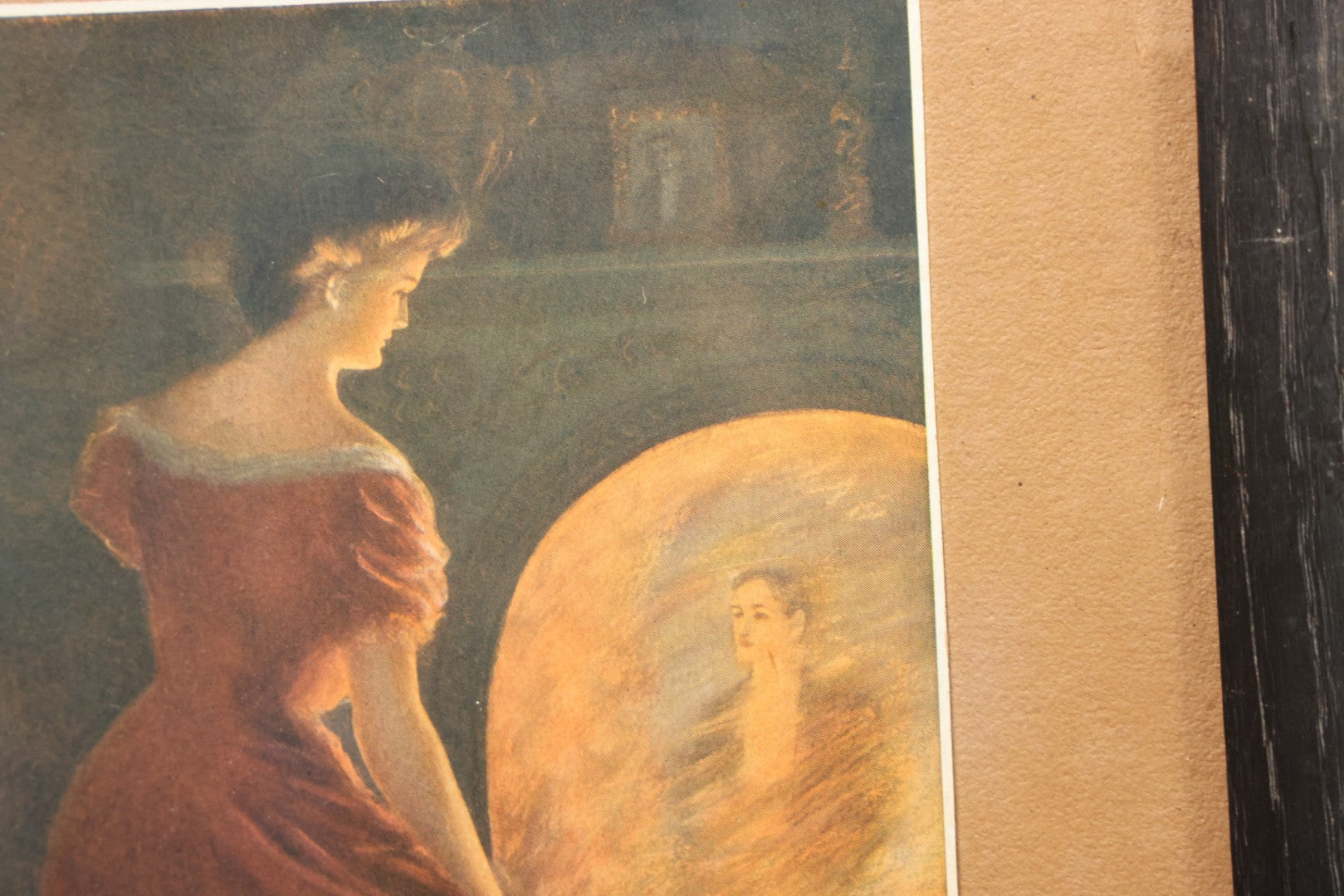 Lot 057 - Pair Of Antique Framed Prints "Firelight Fancies He" And "Firelight Fancies She" By Alfred James Dewey, National Art Co., New York, 1908, 9-1/2" x 15-3/8" Each