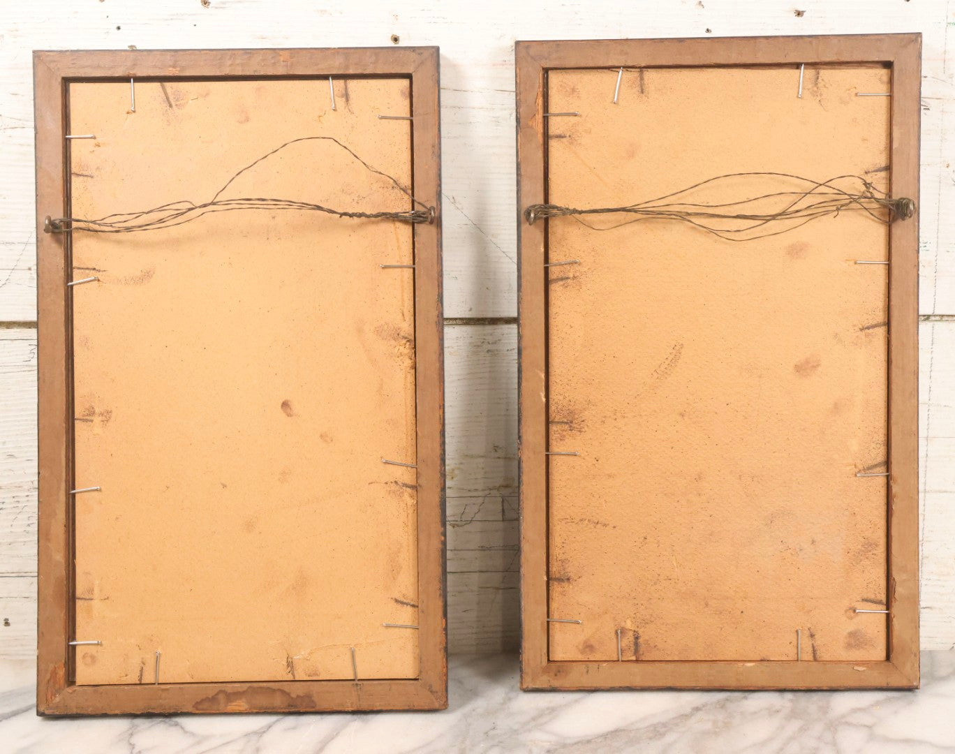 Lot 057 - Pair Of Antique Framed Prints "Firelight Fancies He" And "Firelight Fancies She" By Alfred James Dewey, National Art Co., New York, 1908, 9-1/2" x 15-3/8" Each