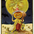 Lot 066 - Antique Embossed Gold-Accented Halloween Postcard “Charms Of The Witching Hour” Depicting Smiling Jack-O-Lantern Figure Before Full Moon Face, Copyright M.L. Jackson, Postmarked Newark, Ohio, 1910, Written On Verso
