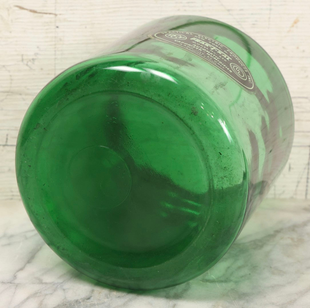 Lot 072 - Vintage Green Glass Jar With "Practical Electric Products Inc." Label, Model No. 650 Automatic Vaporizer-Humidifier, 7-1/2" H