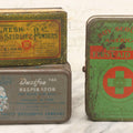 Lot 073 - Grouping Of Three Vintage And Antique Medical Tins — Boy Scouts Of America First Aid Kit, Seidlitz Powders, And Dustfoe No. 66 Respirator