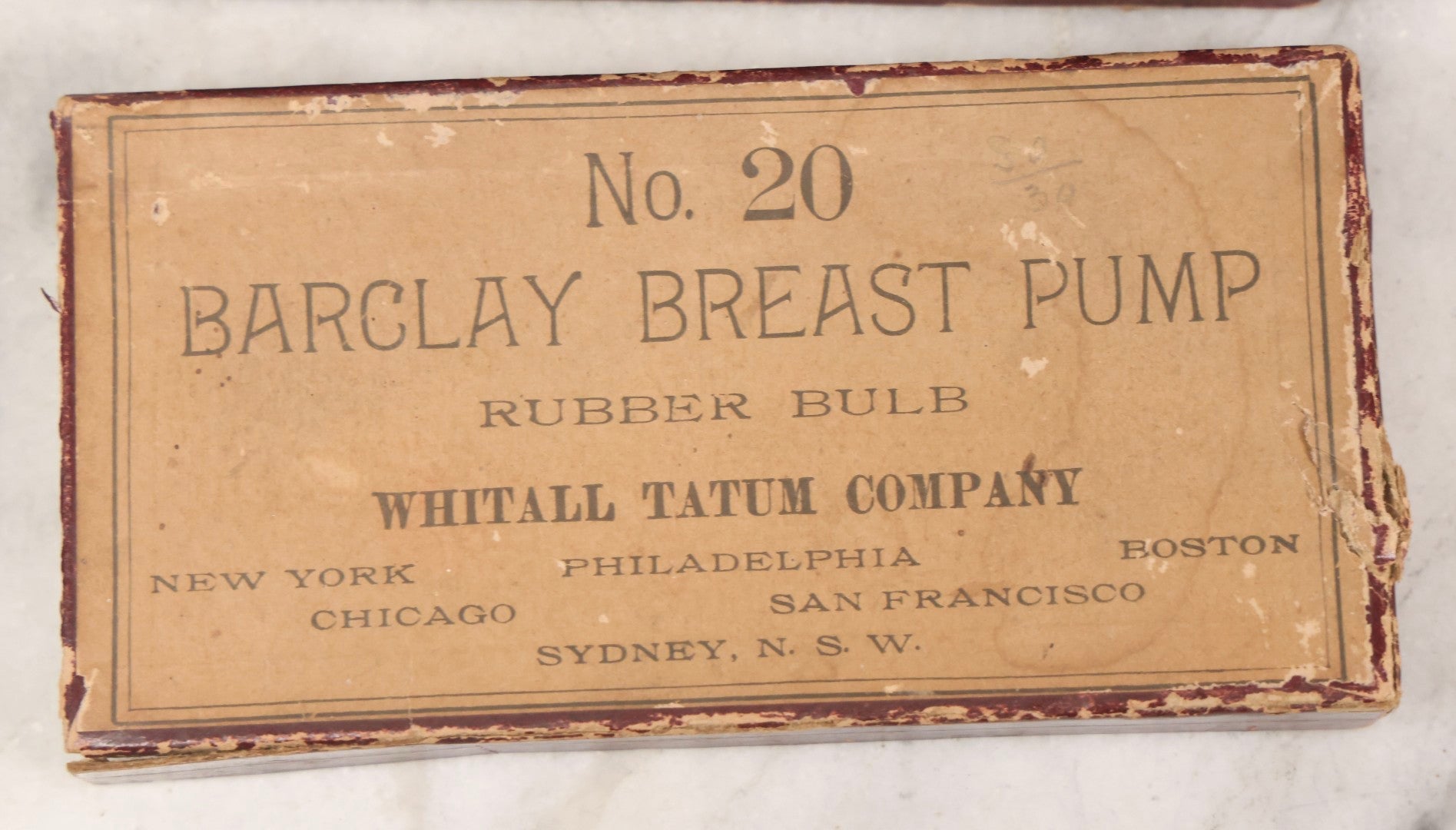 Lot 074 - Pair Of Antique Glass And Rubber Breast Pumps In Original Boxes — Barclay No. 20 By Whitall Tatum Co., New York, And Harva Trademark