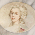 Lot 077 - Antique Hand Painted Porcelain Oval Tile Of White-Haired Noble Woman, Artist Signed, 3-3/8" x 2-3/4"