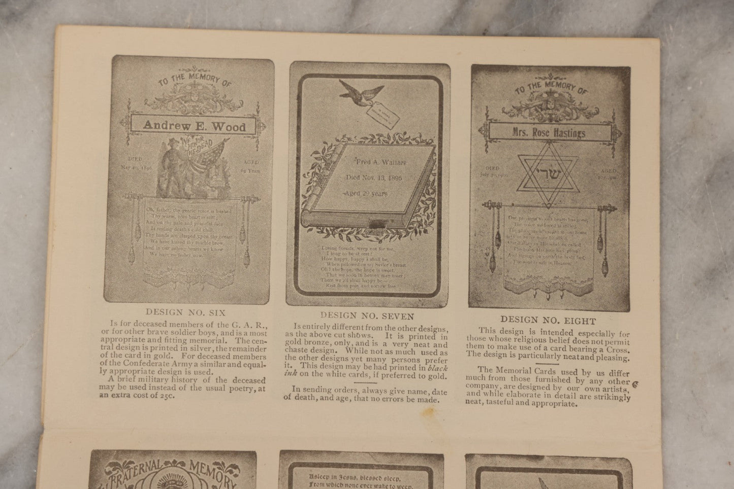 Lot 079 - Antique Fold-Out Pamphlet "Catalog And Price-List Of Fine Memorial Cards" By The National Memorial Co., Northfield, Vermont, Circa 1900