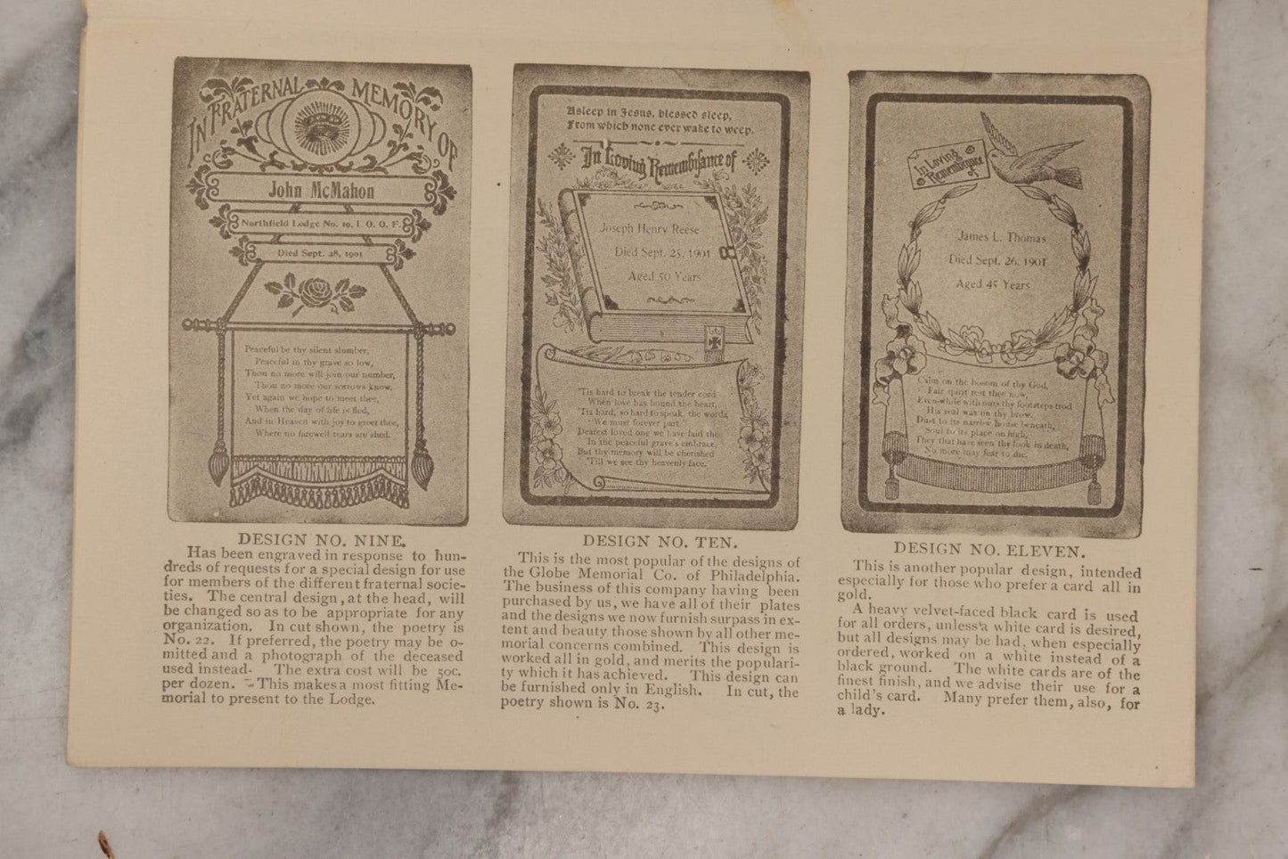 Lot 079 - Antique Fold-Out Pamphlet "Catalog And Price-List Of Fine Memorial Cards" By The National Memorial Co., Northfield, Vermont, Circa 1900