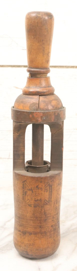 Lot 084 - Antique Wooden Cork Driver "John Sommer's Best Star" For Bottling, Patented August 25, 1895, Newark, New Jersey, 12" L