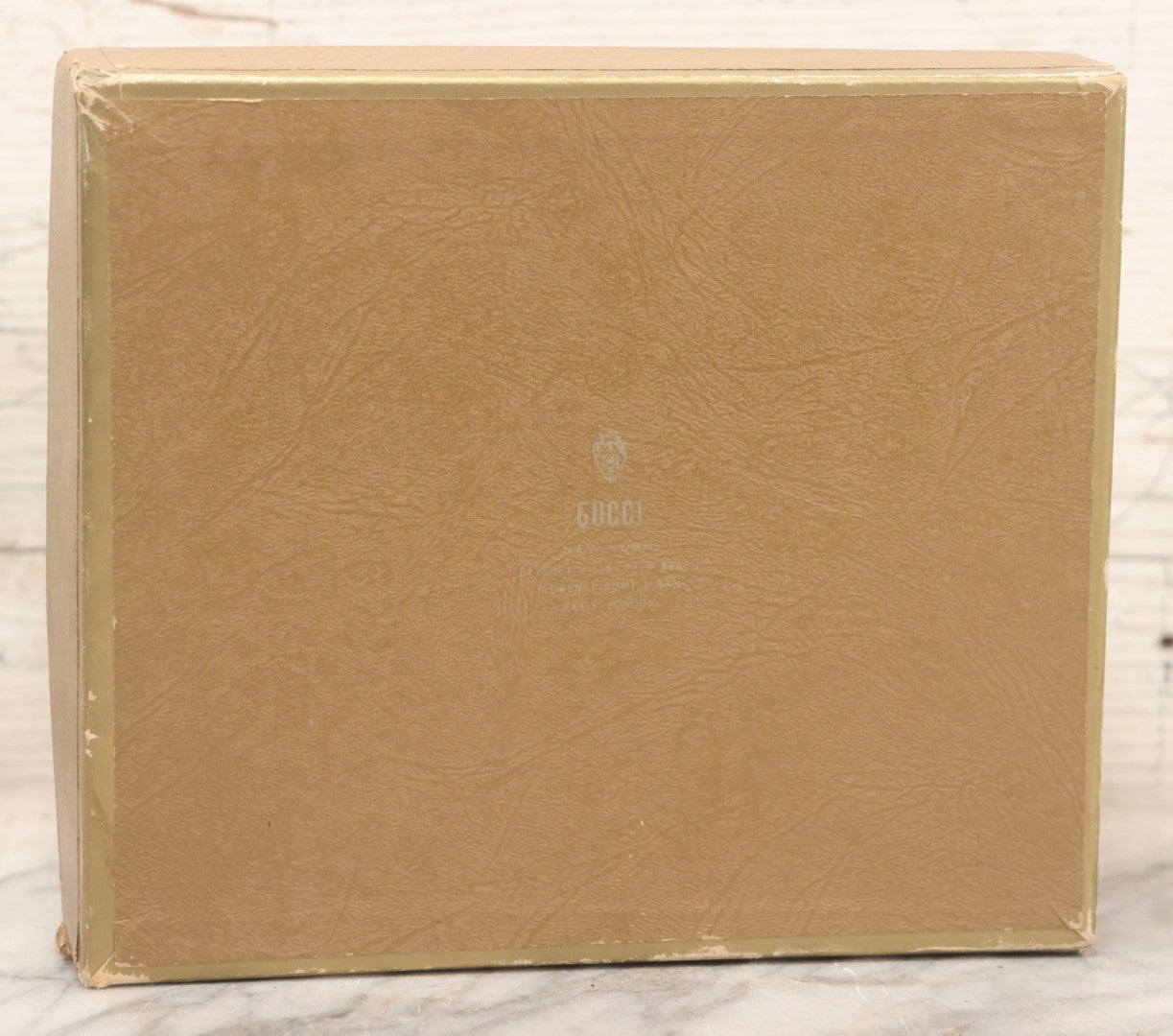 Lot 085 - Vintage Beige Gucci Product Box With Metallic Gold Lettering And Original Gucci Tissue Paper, New York