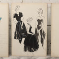 Lot 086 - Grouping Of Three Vintage Hand-Painted Fashion Design Studies By Betty Kinder, Pittsburgh, Pennsylvania, Circa 1950s