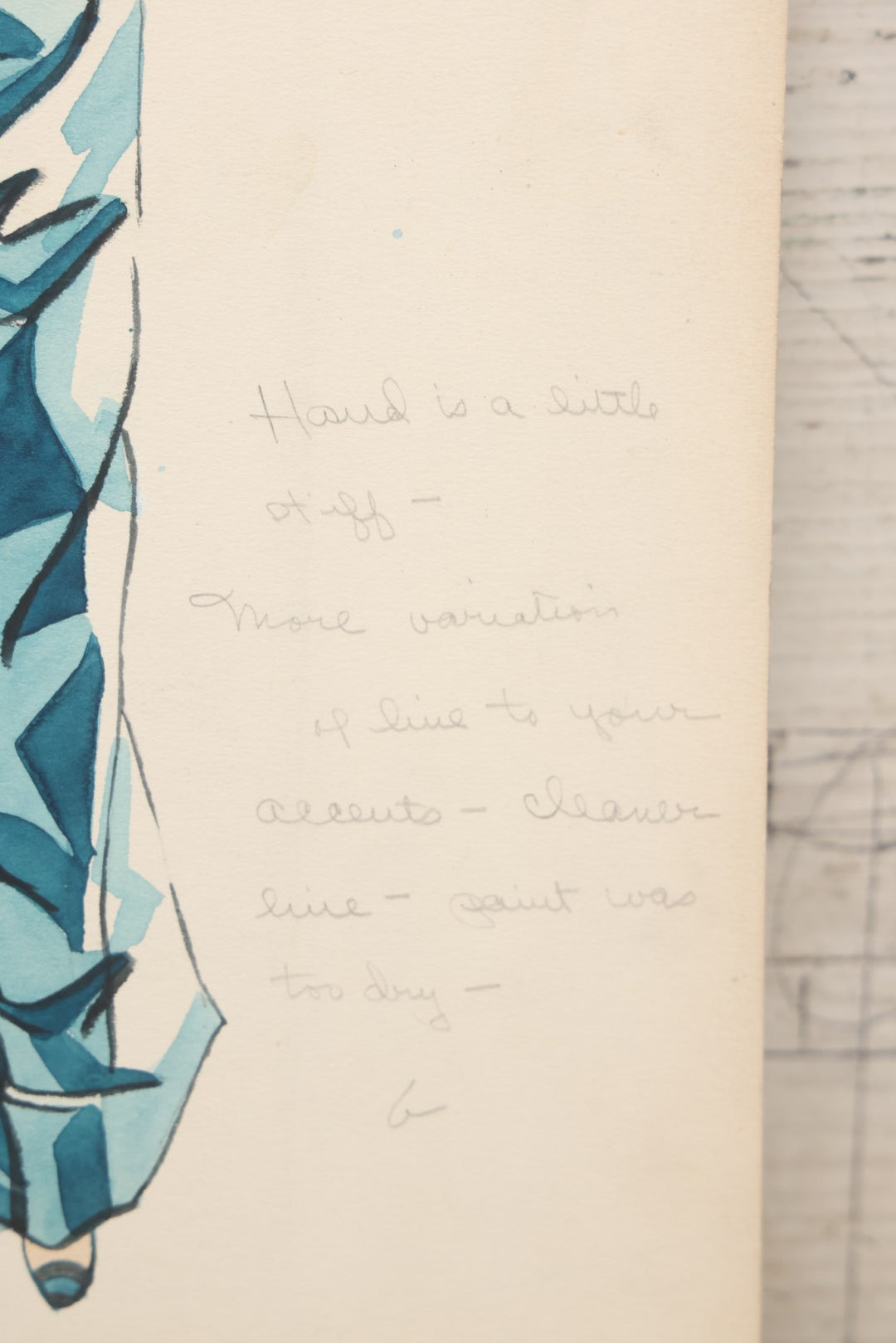 Lot 086 - Grouping Of Three Vintage Hand-Painted Fashion Design Studies By Betty Kinder, Pittsburgh, Pennsylvania, Circa 1950s