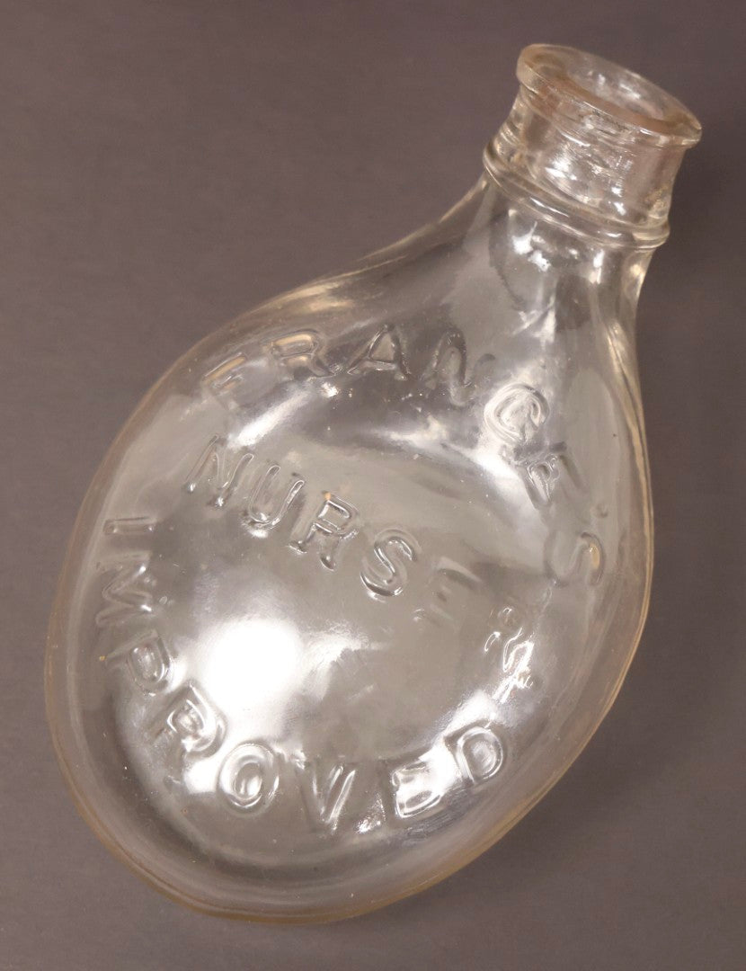 Lot 087 - Antique France's Improved Nurser Clear Glass Nursing Bottle, So-Called "Murder Bottle"