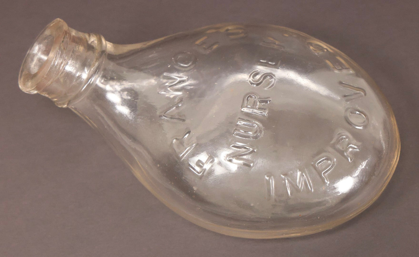 Lot 087 - Antique France's Improved Nurser Clear Glass Nursing Bottle, So-Called "Murder Bottle"