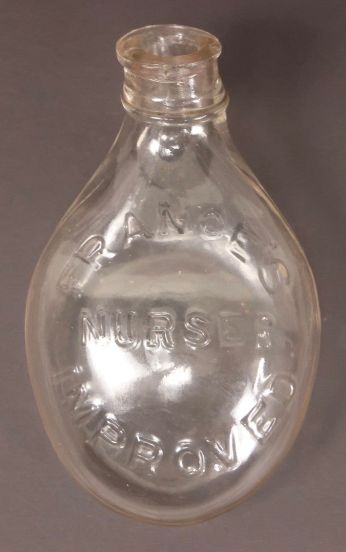Lot 087 - Antique France's Improved Nurser Clear Glass Nursing Bottle, So-Called "Murder Bottle"