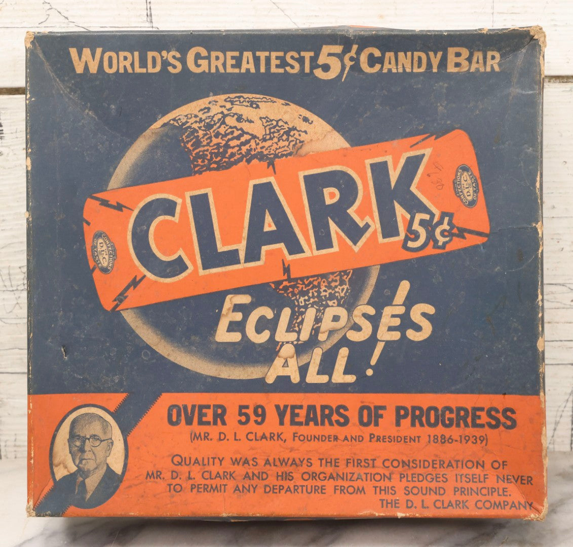 Lot 088 - Vintage Clark's 5¢ Candy Bar Advertising Box "World's Greatest 5¢ Candy Bar" By The D. L. Clark Co., Pittsburgh, Pennsylvania