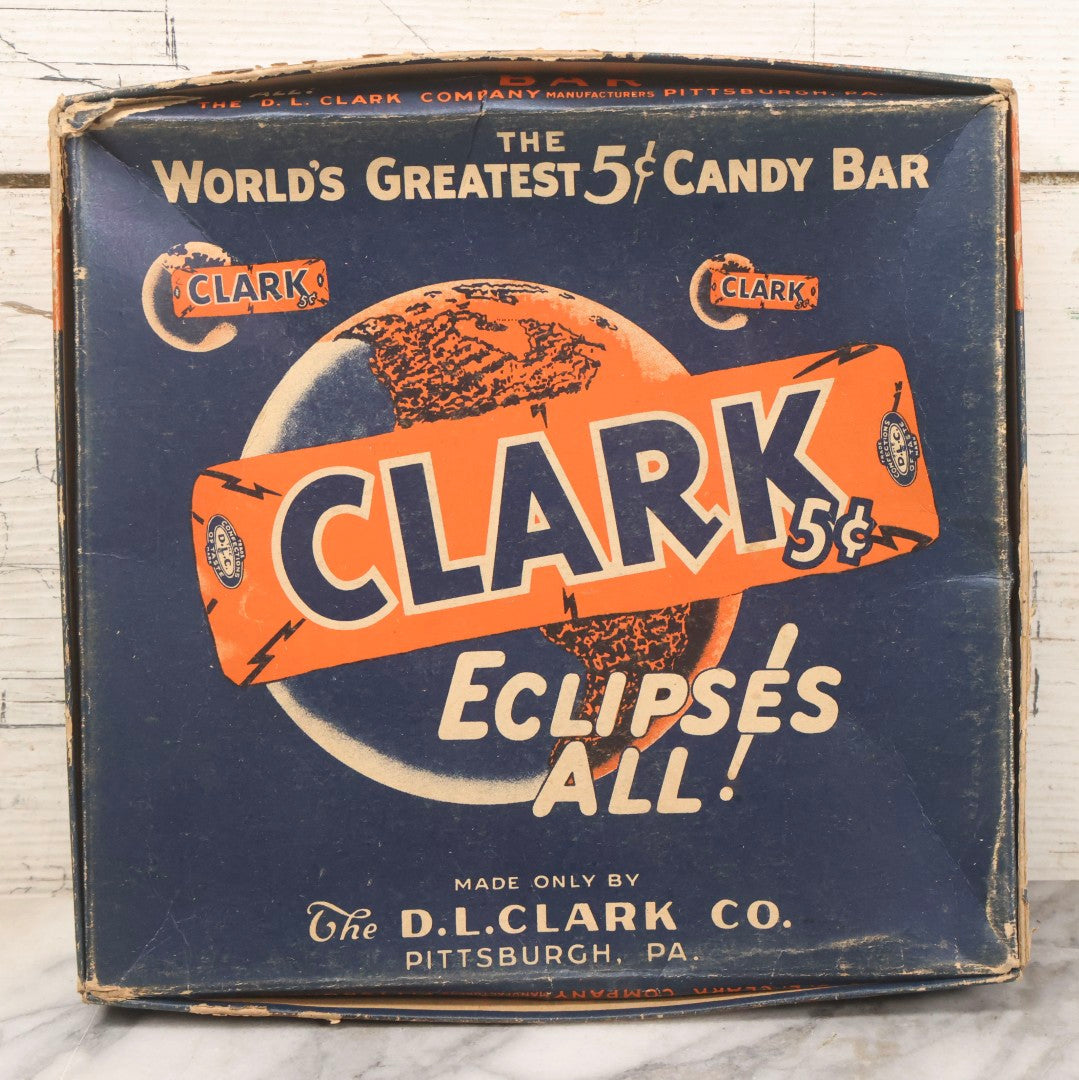 Lot 088 - Vintage Clark's 5¢ Candy Bar Advertising Box "World's Greatest 5¢ Candy Bar" By The D. L. Clark Co., Pittsburgh, Pennsylvania