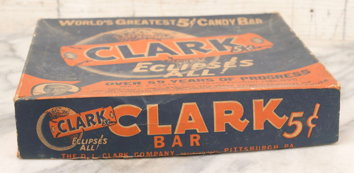 Lot 088 - Vintage Clark's 5¢ Candy Bar Advertising Box "World's Greatest 5¢ Candy Bar" By The D. L. Clark Co., Pittsburgh, Pennsylvania