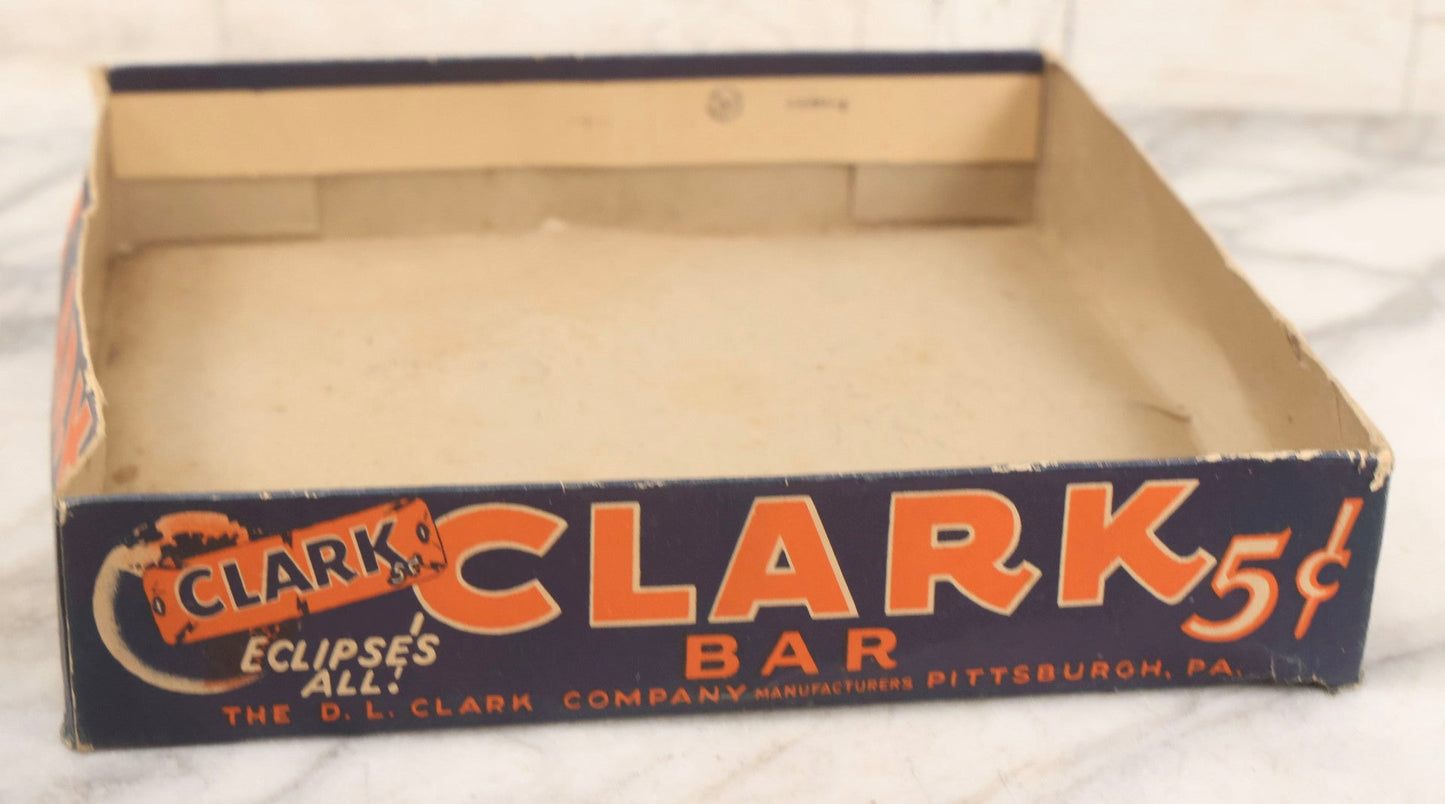 Lot 088 - Vintage Clark's 5¢ Candy Bar Advertising Box "World's Greatest 5¢ Candy Bar" By The D. L. Clark Co., Pittsburgh, Pennsylvania