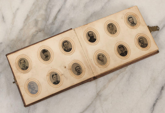Lot 095 - Antique Gem Tintype Photograph Album Of Lillian M. Rogers, Byfield (Newbury), Massachusetts, Containing 150 Gem-Sized Tintype Portraits, Dated 1878
