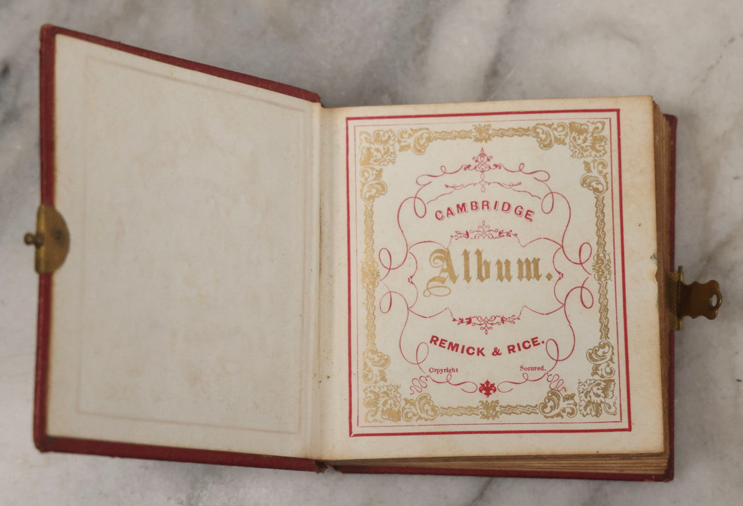 Lot 096 - Antique Gem Tintype Photo Album With 74 Gem-Sized Tintype Photographs, "Cambridge Album" Produced By Remick & Rice, 1867