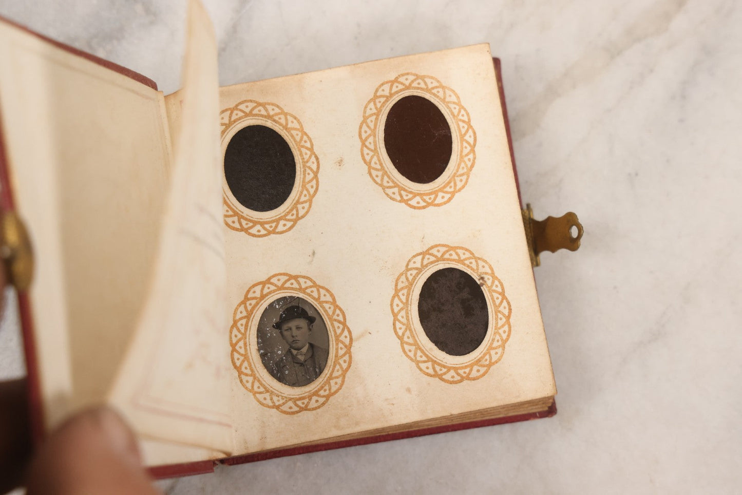 Lot 096 - Antique Gem Tintype Photo Album With 74 Gem-Sized Tintype Photographs, "Cambridge Album" Produced By Remick & Rice, 1867