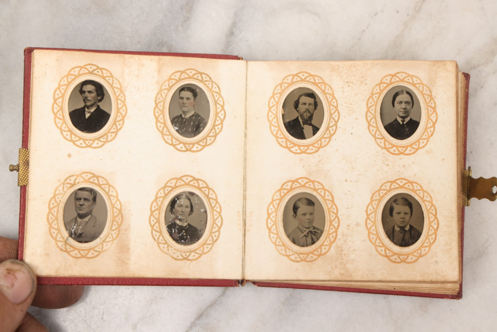 Lot 096 - Antique Gem Tintype Photo Album With 74 Gem-Sized Tintype Photographs, "Cambridge Album" Produced By Remick & Rice, 1867