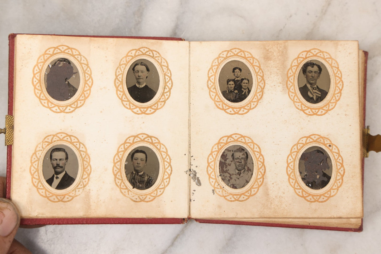 Lot 096 - Antique Gem Tintype Photo Album With 74 Gem-Sized Tintype Photographs, "Cambridge Album" Produced By Remick & Rice, 1867