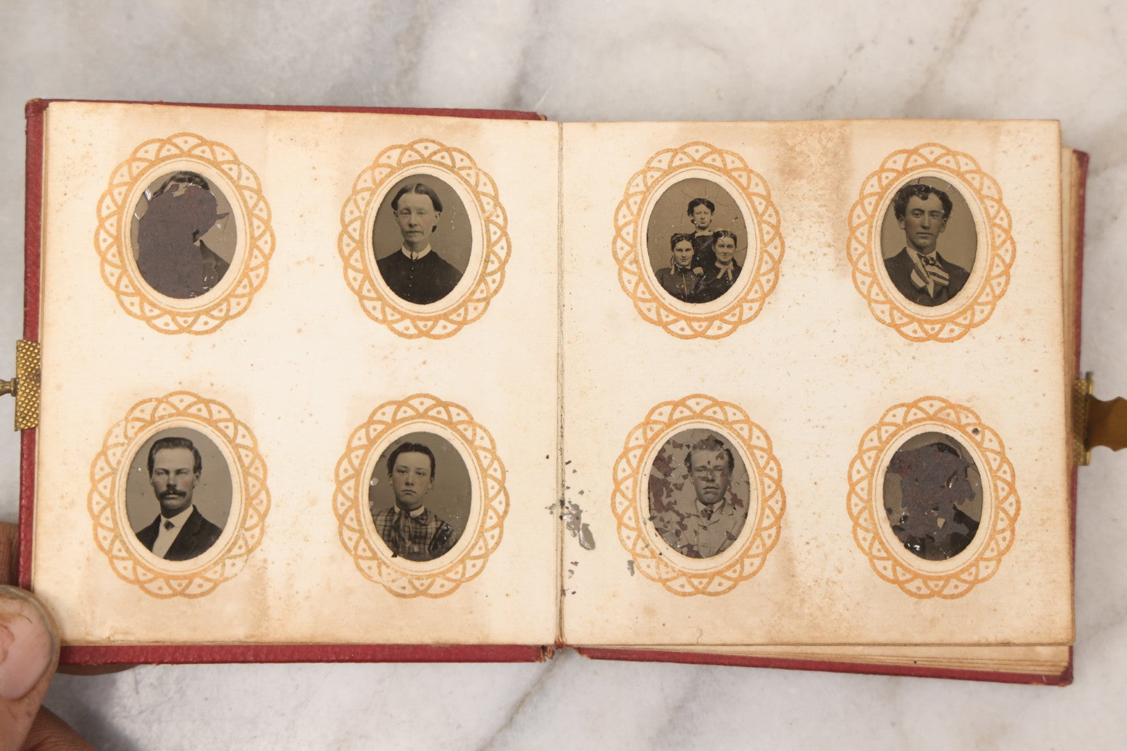 Lot 096 - Antique Gem Tintype Photo Album With 74 Gem-Sized Tintype Photographs, "Cambridge Album" Produced By Remick & Rice, 1867