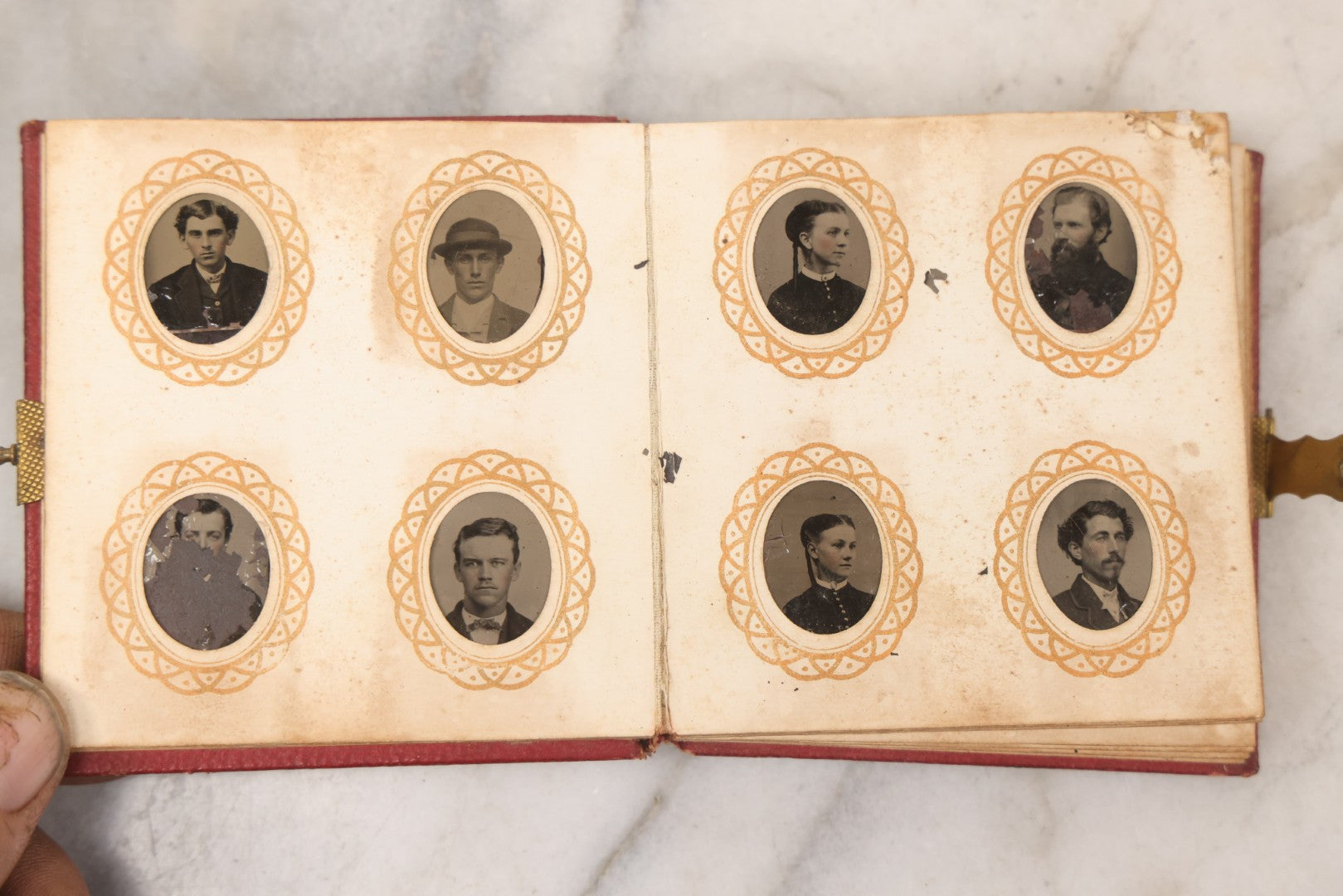 Lot 096 - Antique Gem Tintype Photo Album With 74 Gem-Sized Tintype Photographs, "Cambridge Album" Produced By Remick & Rice, 1867