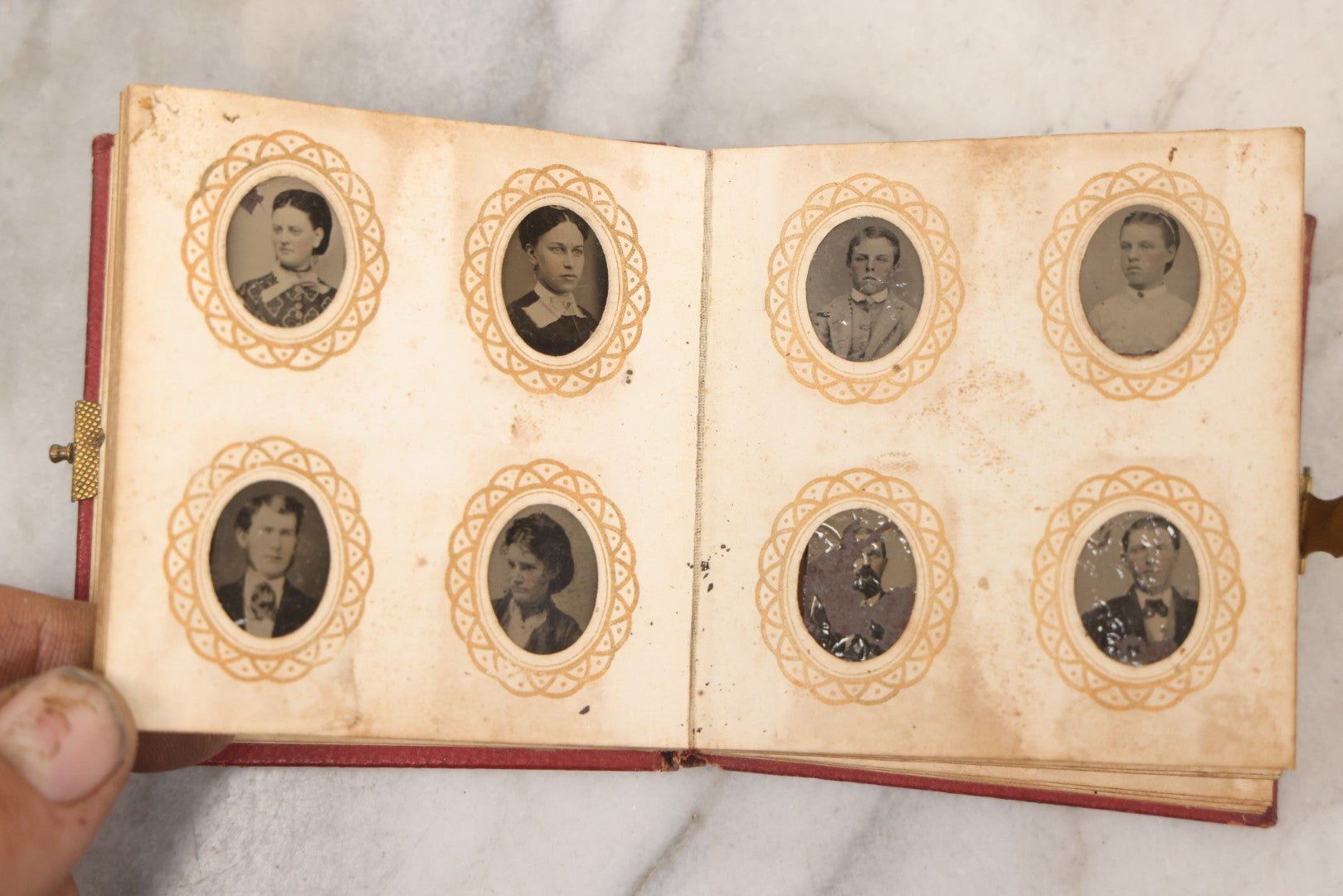 Lot 096 - Antique Gem Tintype Photo Album With 74 Gem-Sized Tintype Photographs, "Cambridge Album" Produced By Remick & Rice, 1867
