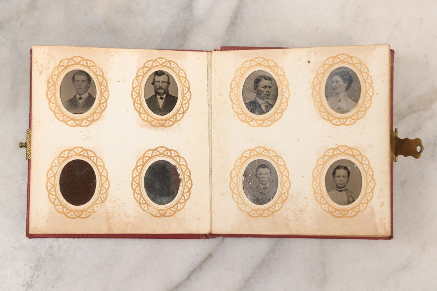 Lot 096 - Antique Gem Tintype Photo Album With 74 Gem-Sized Tintype Photographs, "Cambridge Album" Produced By Remick & Rice, 1867