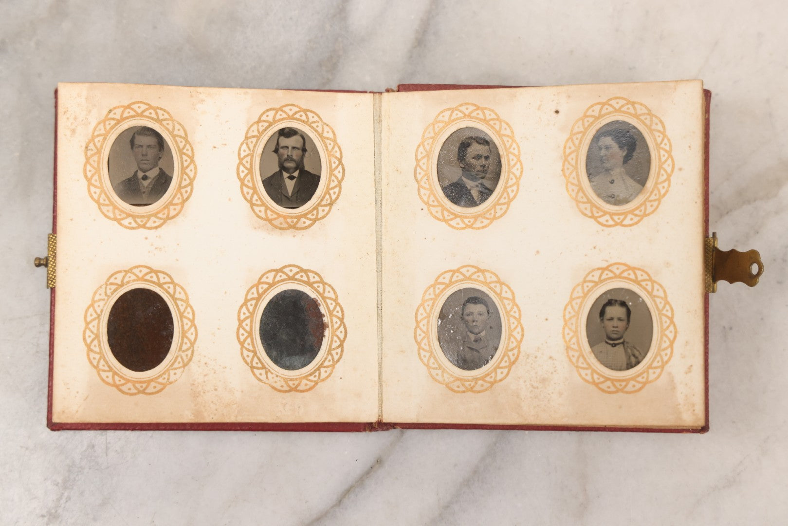 Lot 096 - Antique Gem Tintype Photo Album With 74 Gem-Sized Tintype Photographs, "Cambridge Album" Produced By Remick & Rice, 1867