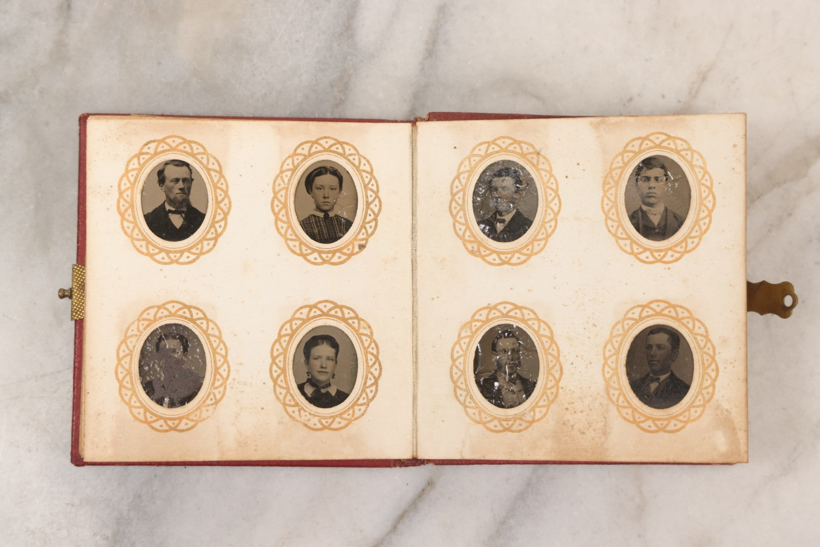 Lot 096 - Antique Gem Tintype Photo Album With 74 Gem-Sized Tintype Photographs, "Cambridge Album" Produced By Remick & Rice, 1867