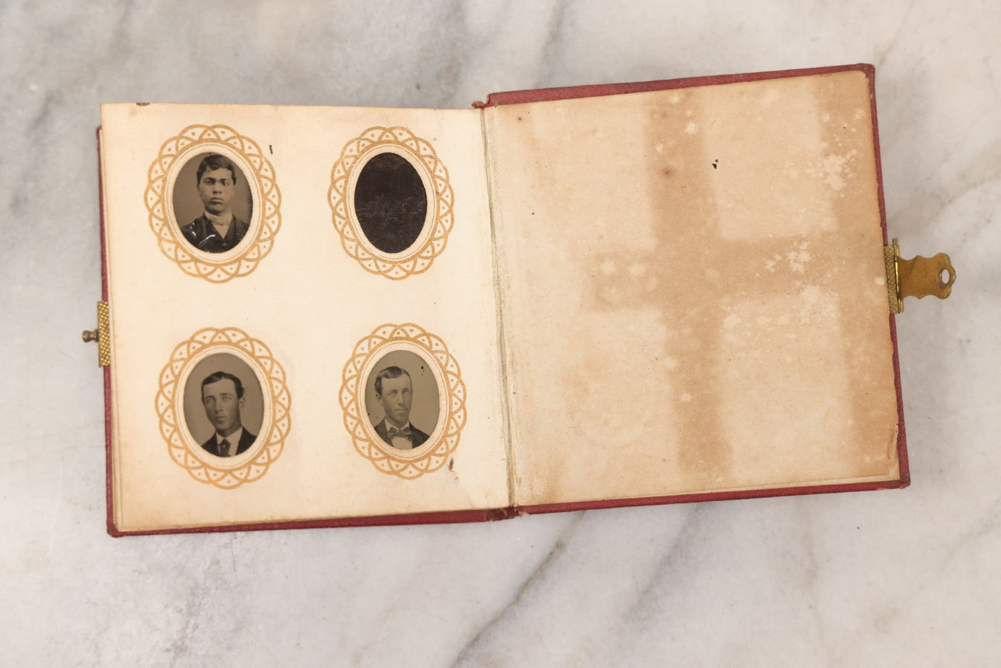 Lot 096 - Antique Gem Tintype Photo Album With 74 Gem-Sized Tintype Photographs, "Cambridge Album" Produced By Remick & Rice, 1867