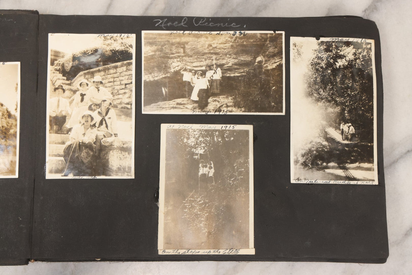 Lot 097 - Antique Snapshot Photograph Album With 225+ Photos Of Rural Life In Kansas, Including Adventuring Teenage Girls, Croft Schoolchildren, Wwi Soldiers, And Burning Of Croft Depot, Circa 1910–1920