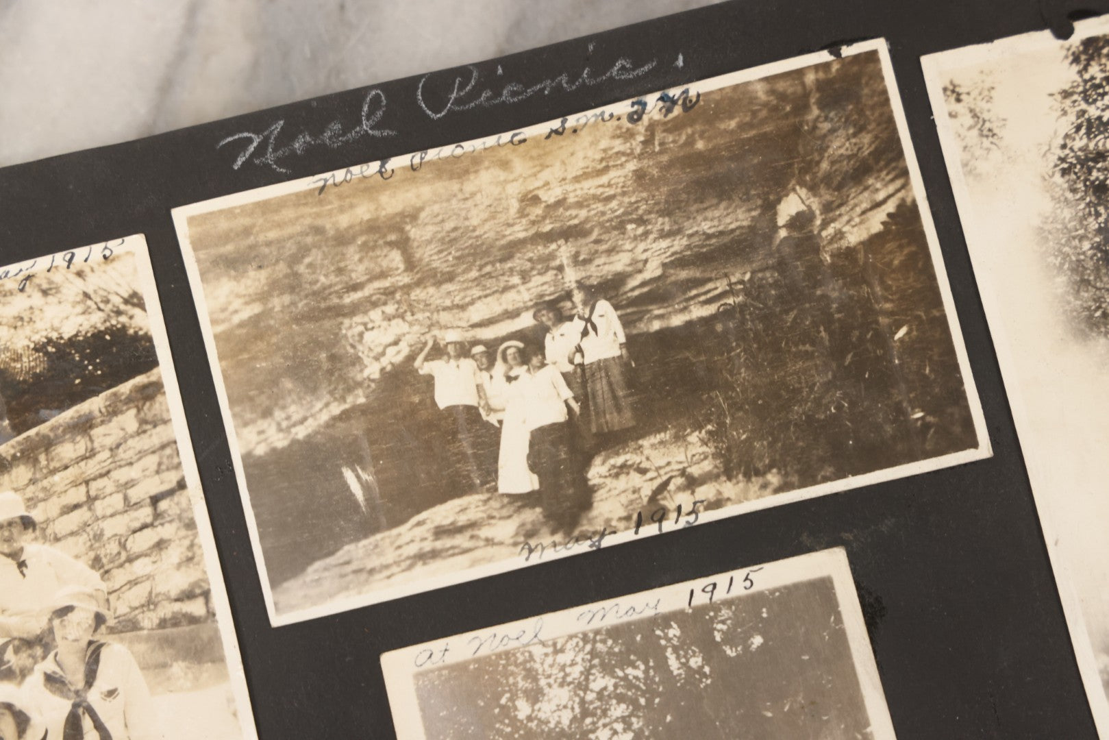 Lot 097 - Antique Snapshot Photograph Album With 225+ Photos Of Rural Life In Kansas, Including Adventuring Teenage Girls, Croft Schoolchildren, Wwi Soldiers, And Burning Of Croft Depot, Circa 1910–1920