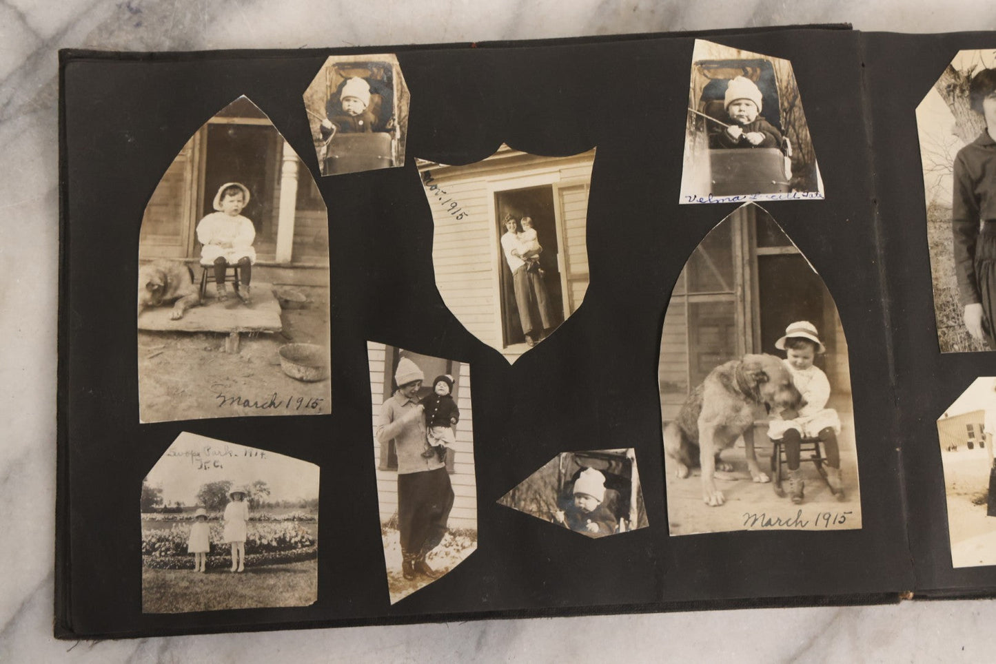 Lot 097 - Antique Snapshot Photograph Album With 225+ Photos Of Rural Life In Kansas, Including Adventuring Teenage Girls, Croft Schoolchildren, Wwi Soldiers, And Burning Of Croft Depot, Circa 1910–1920
