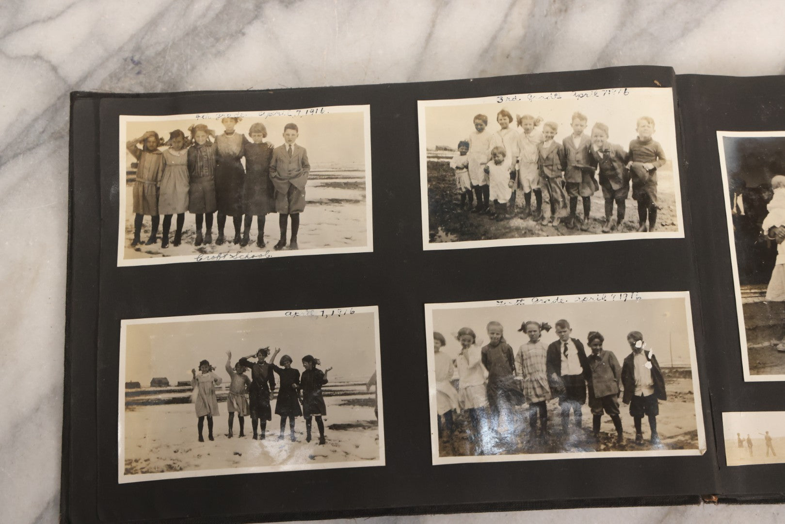 Lot 097 - Antique Snapshot Photograph Album With 225+ Photos Of Rural Life In Kansas, Including Adventuring Teenage Girls, Croft Schoolchildren, Wwi Soldiers, And Burning Of Croft Depot, Circa 1910–1920