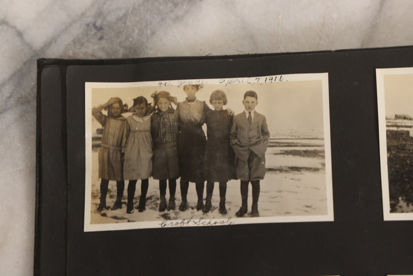 Lot 097 - Antique Snapshot Photograph Album With 225+ Photos Of Rural Life In Kansas, Including Adventuring Teenage Girls, Croft Schoolchildren, Wwi Soldiers, And Burning Of Croft Depot, Circa 1910–1920