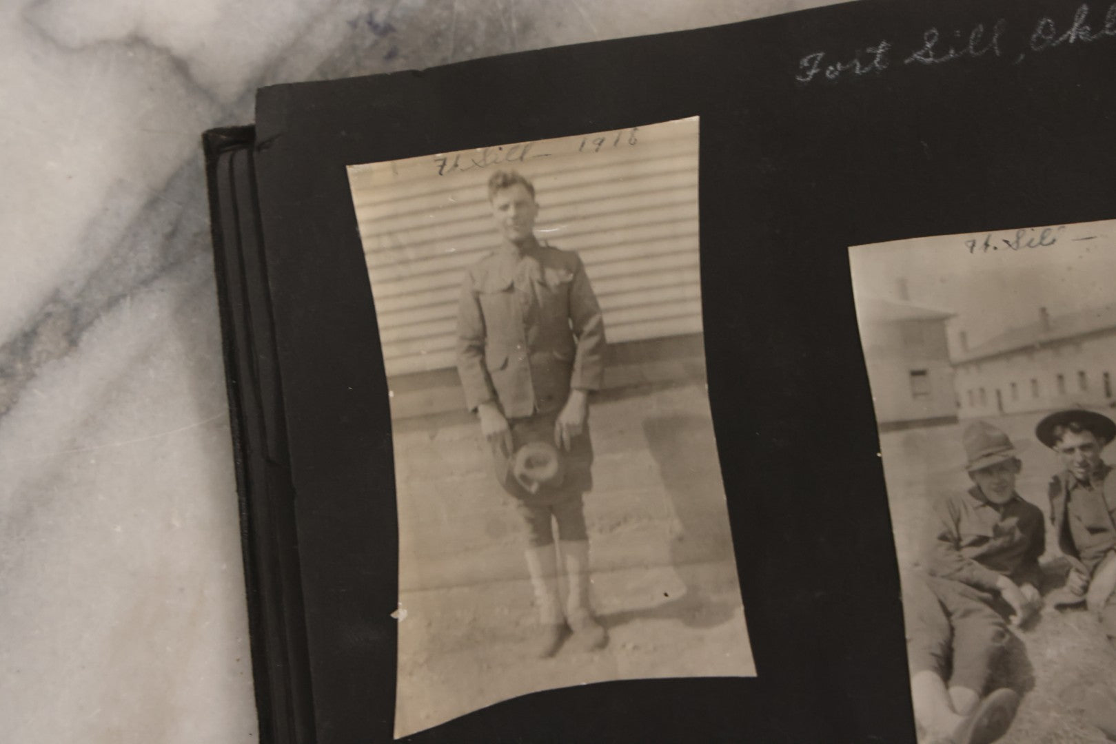 Lot 097 - Antique Snapshot Photograph Album With 225+ Photos Of Rural Life In Kansas, Including Adventuring Teenage Girls, Croft Schoolchildren, Wwi Soldiers, And Burning Of Croft Depot, Circa 1910–1920