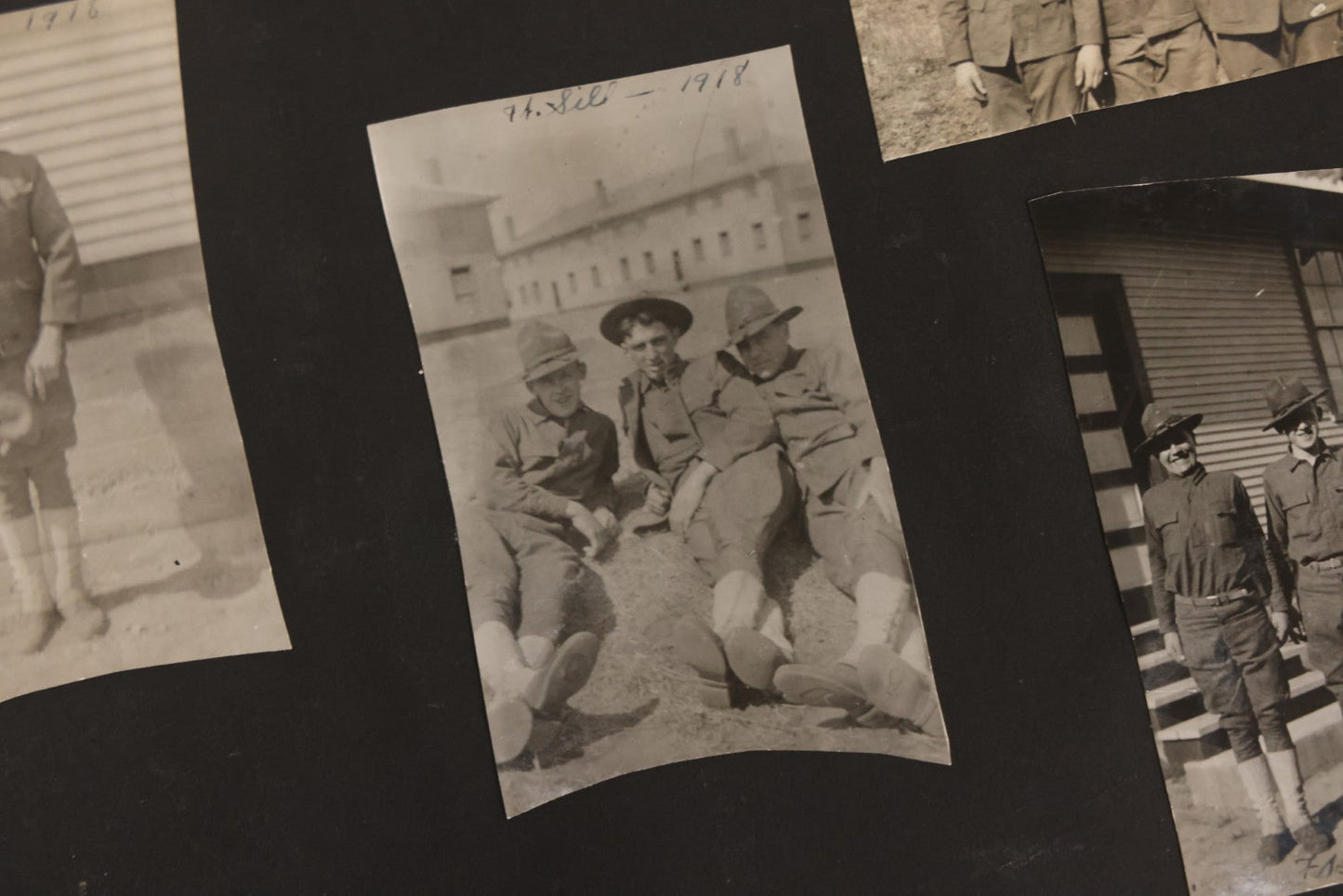 Lot 097 - Antique Snapshot Photograph Album With 225+ Photos Of Rural Life In Kansas, Including Adventuring Teenage Girls, Croft Schoolchildren, Wwi Soldiers, And Burning Of Croft Depot, Circa 1910–1920