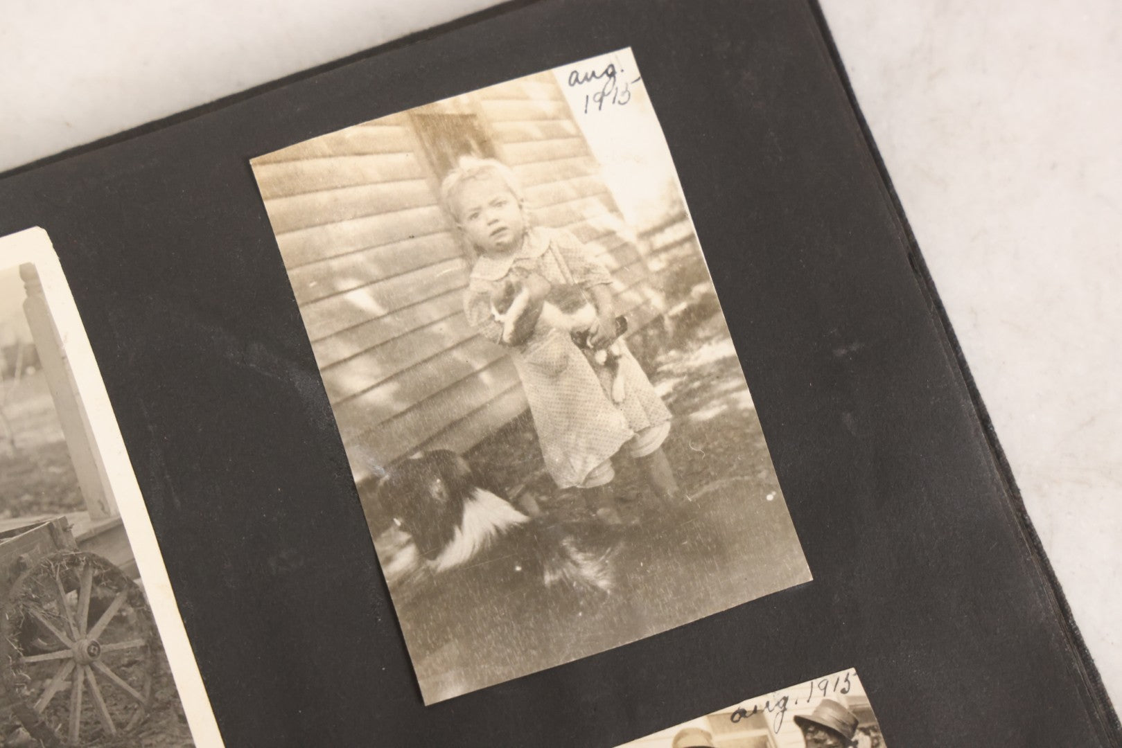 Lot 097 - Antique Snapshot Photograph Album With 225+ Photos Of Rural Life In Kansas, Including Adventuring Teenage Girls, Croft Schoolchildren, Wwi Soldiers, And Burning Of Croft Depot, Circa 1910–1920